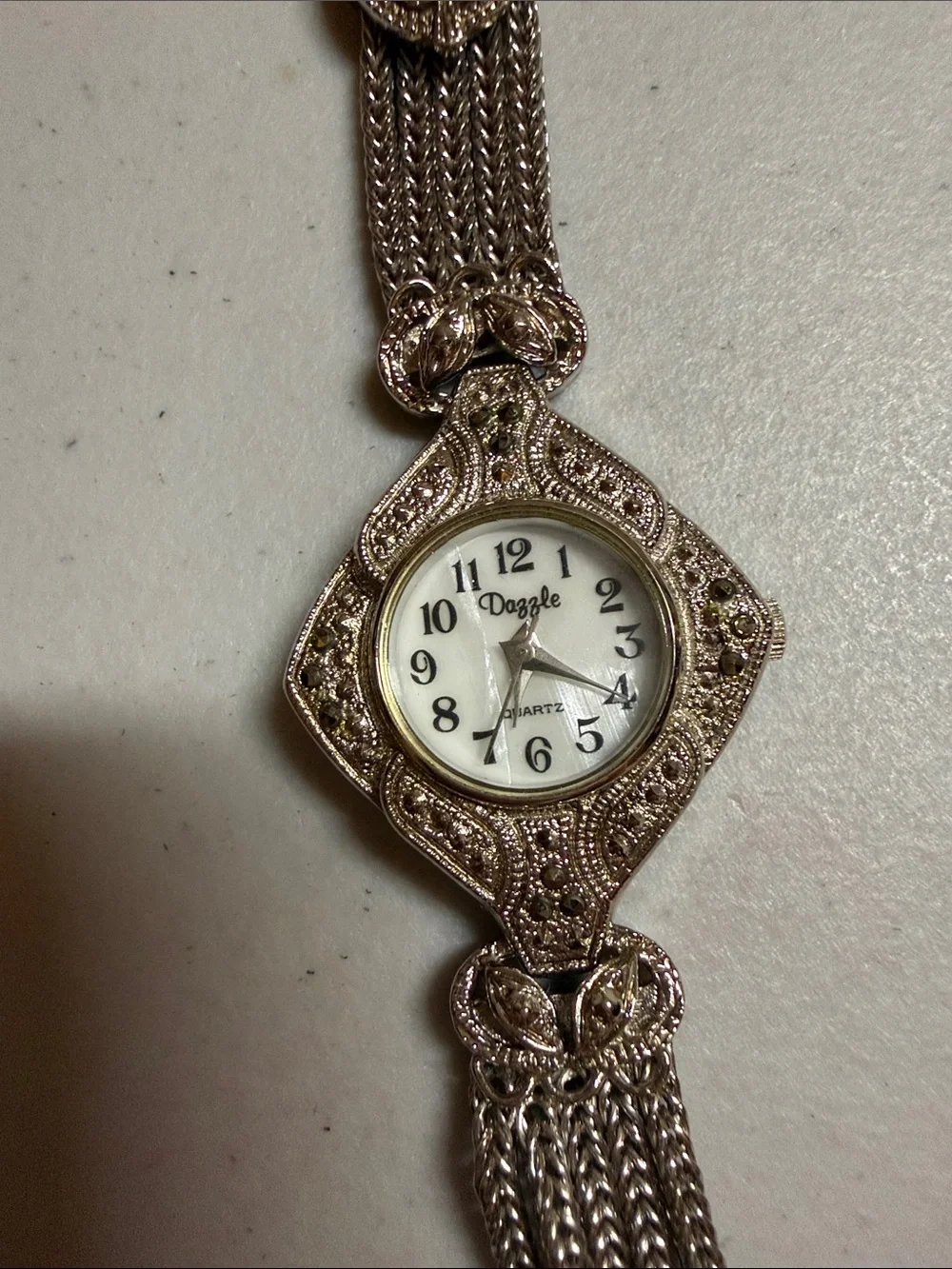 Women's Silver-Tone Marcasite Filigree Bracelet Watch